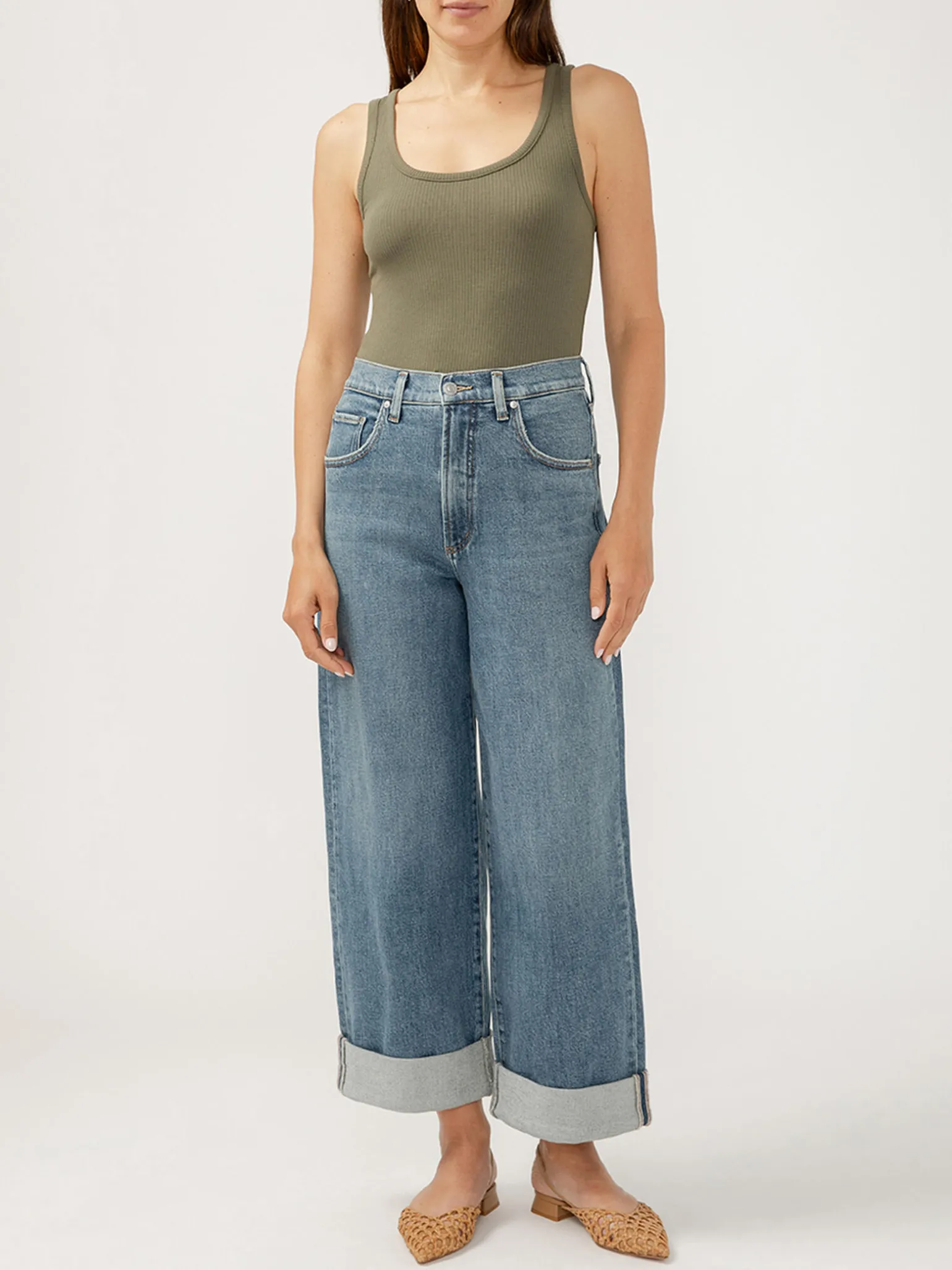 Be Easy High Rise Wide Leg Cropped Jeans