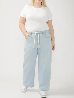 Be Easy Straight Leg Drawstring Jeans Plus Size