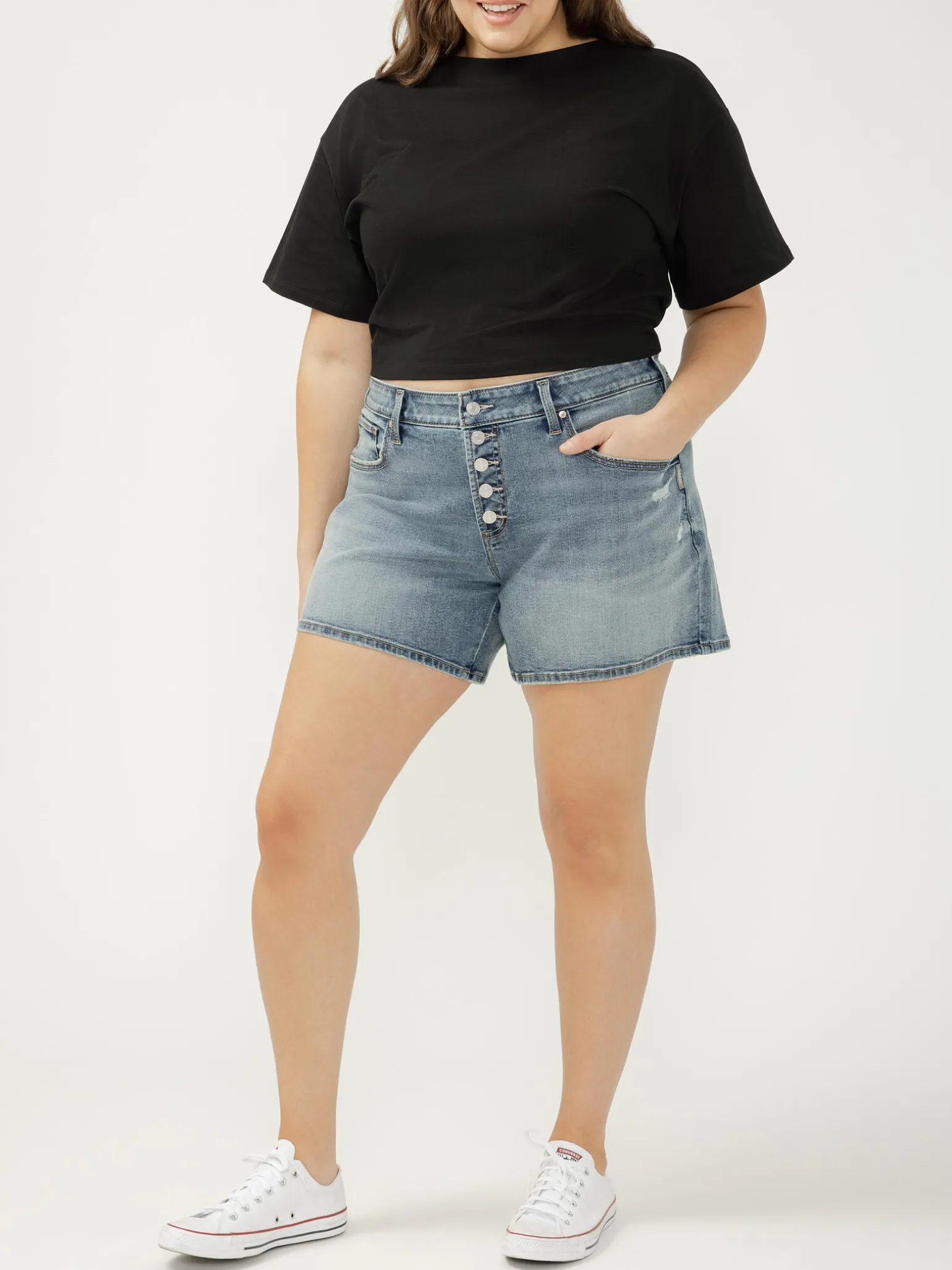 Boyfriend Mid Rise Shorts Plus Size