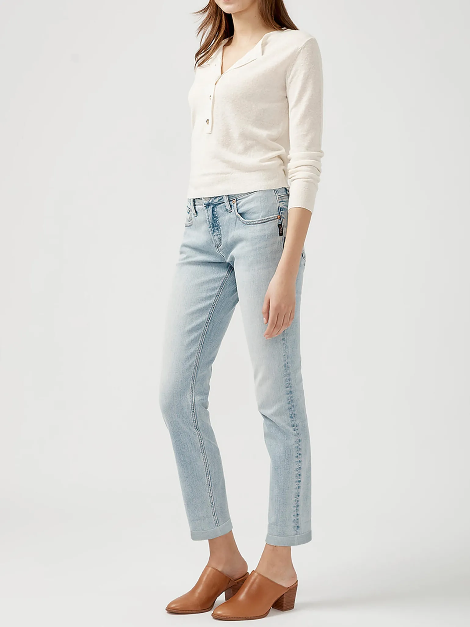 Boyfriend Mid Rise Slim Leg Jeans