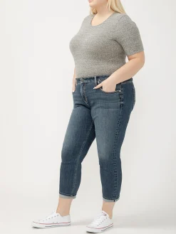 Boyfriend Mid Rise Slim Leg Jeans Plus Size