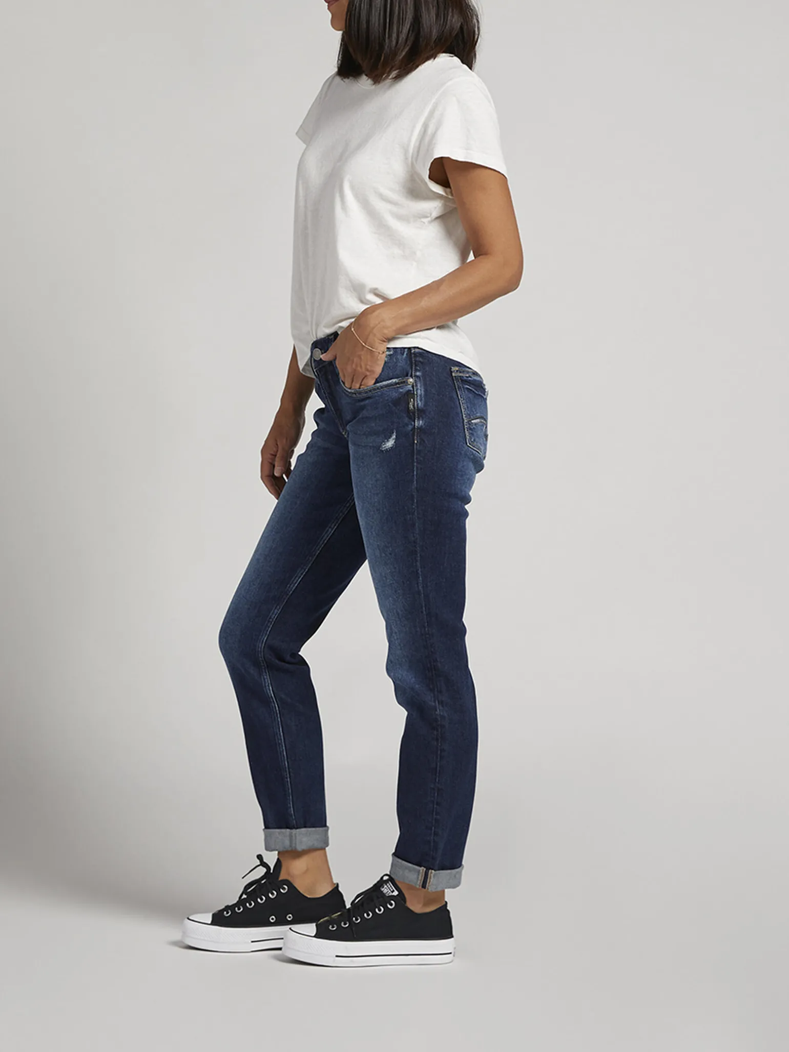 Boyfriend Mid Rise Slim Leg Jeans