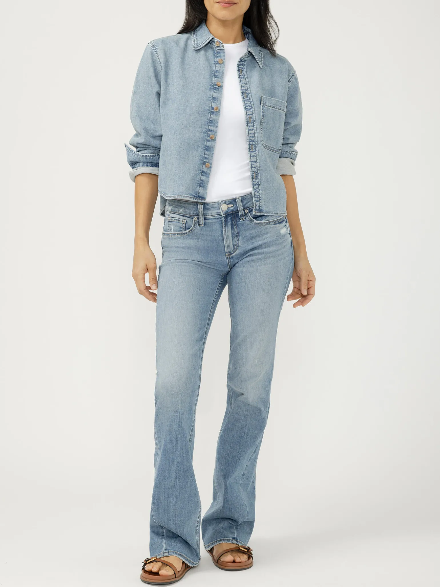 Button Front Knit Flex Shirt
