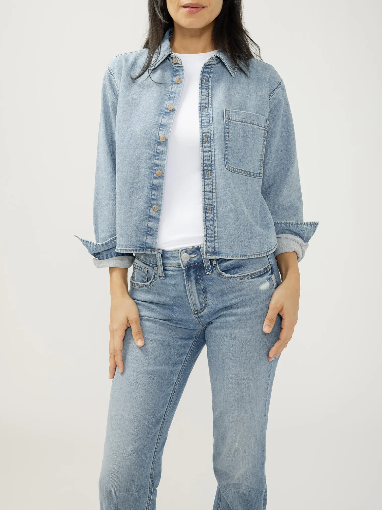 Button Front Knit Flex Shirt