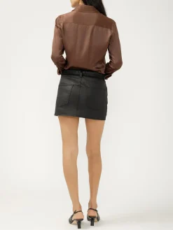 Coated Denim Mini Skirt