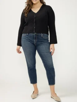 Elyse Mid Rise Skinny Cropped Luxe Stretch Jeans Plus Size
