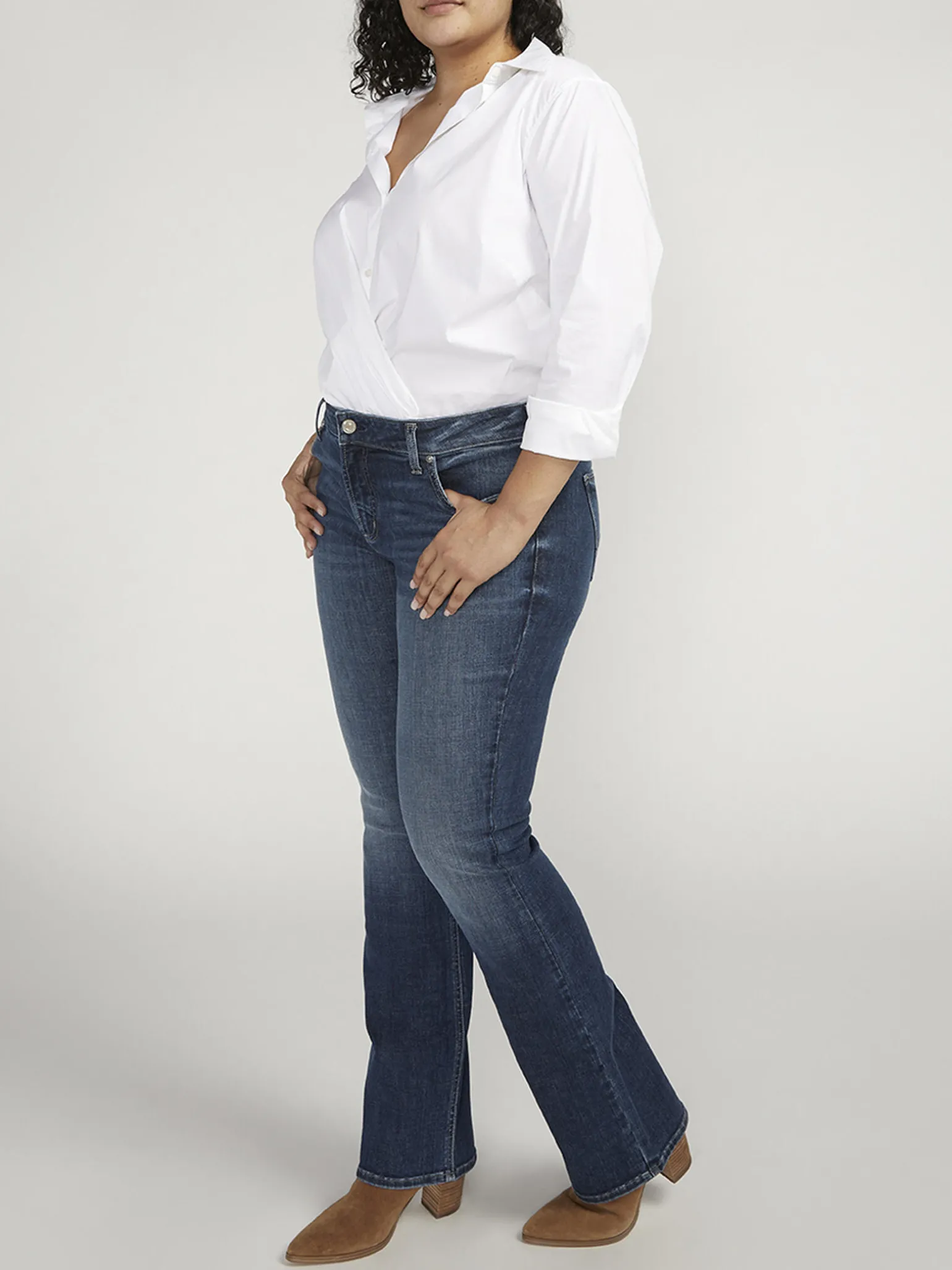 Elyse Mid Rise Slim Bootcut Jeans Plus Size