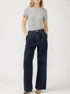 High Rise Pleated Trouser Leg Jeans