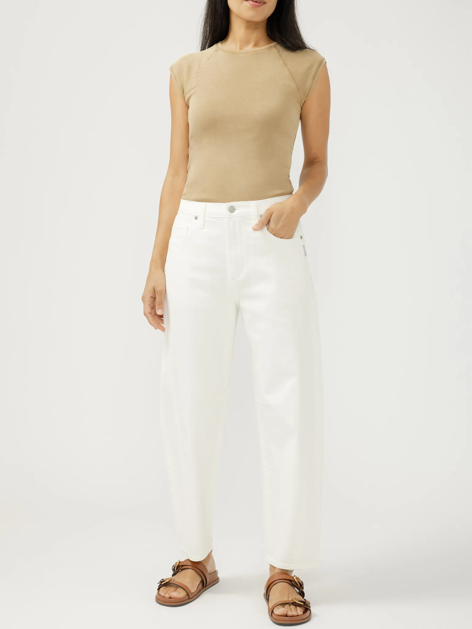 High Rise Slim Barrel Leg Jeans