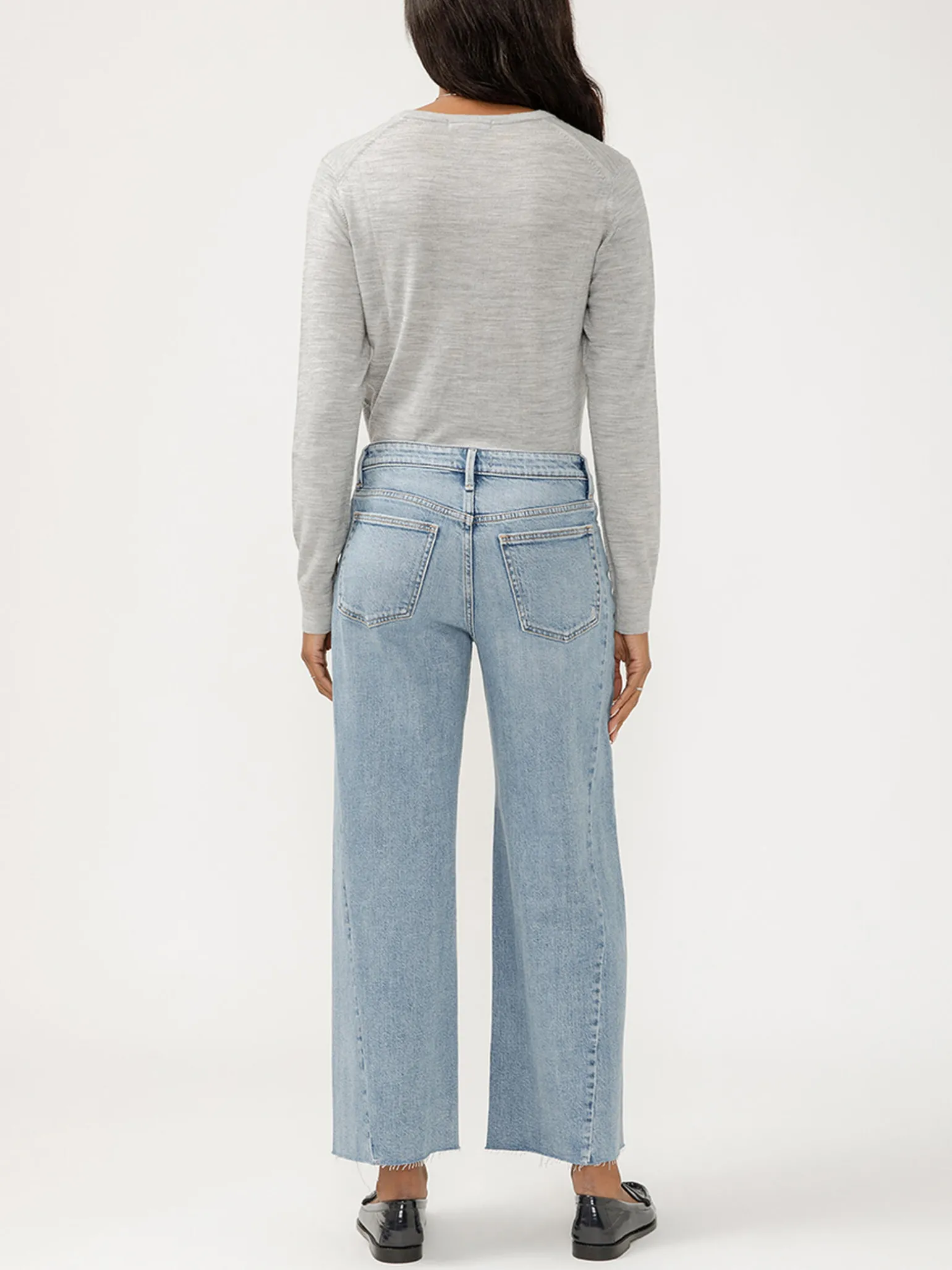 Isbister High Rise Angled Seam Wide Leg Ankle Jeans