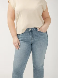Suki Mid Rise Cropped Straight Leg Luxe Stretch Jeans Plus Size