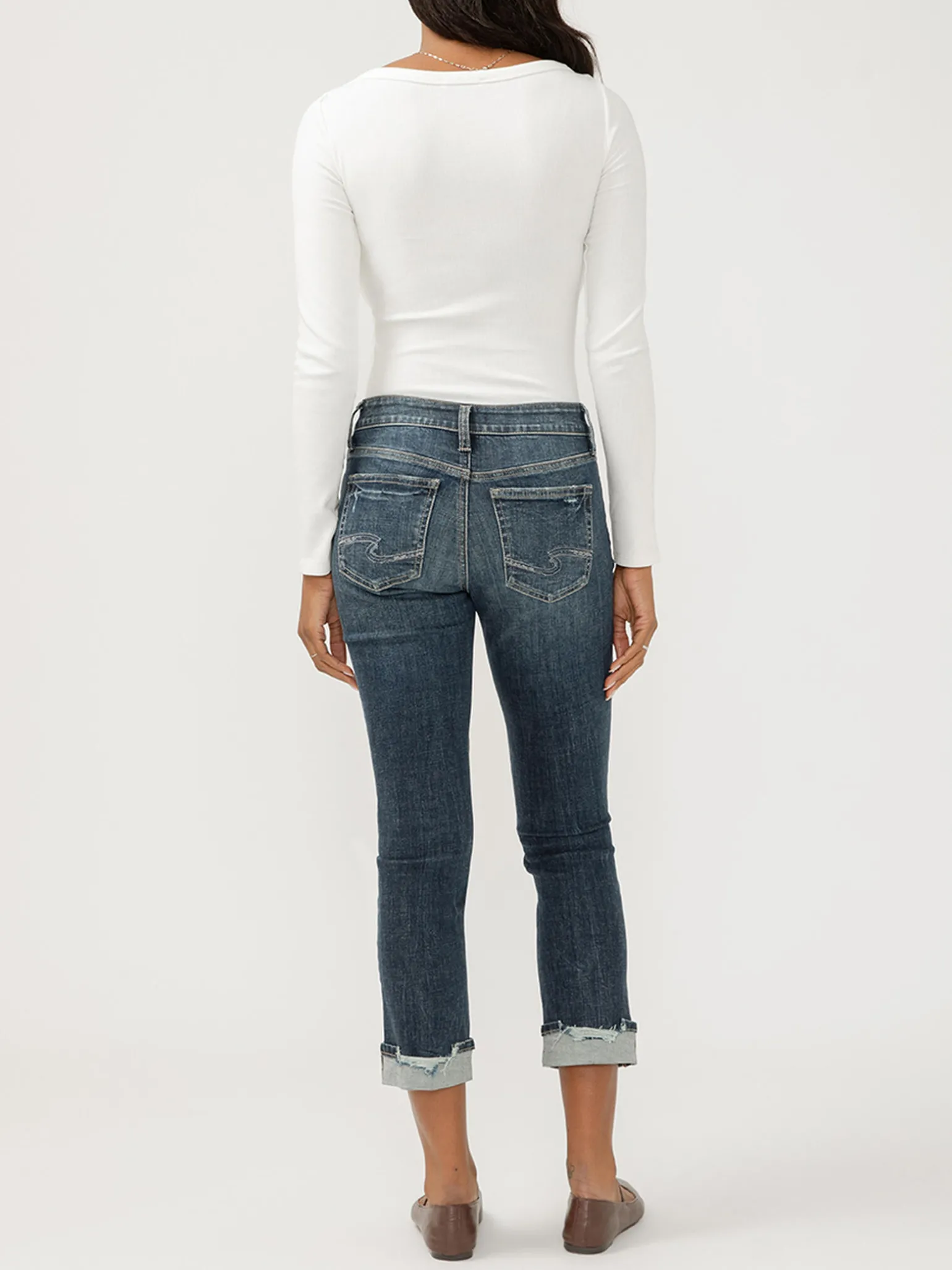 Suki Mid Rise Cropped Straight Leg Jeans