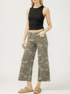 Suki Mid Rise Cropped Wide Leg Camo Jeans