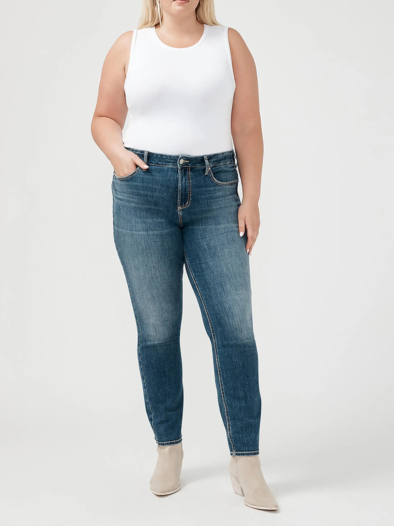 Suki Mid Rise Straight Leg Luxe Stretch Jeans Plus Size