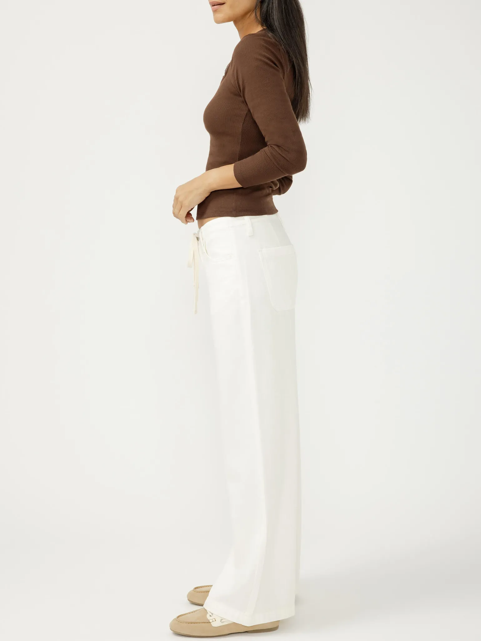 Wide Leg Drawstring Beach Jeans