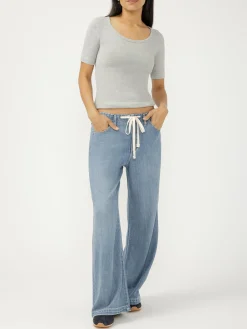 Wide Leg Drawstring Beach Jeans